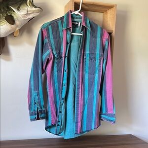 Vintage wrangler Striped Multicolor Button-Up Shirt